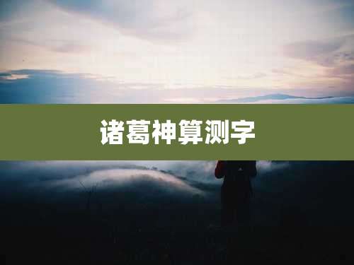 诸葛神算测字