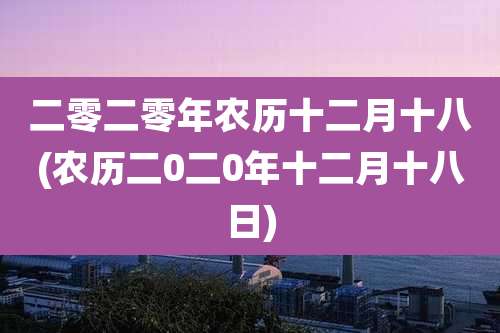 二零二零年农历十二月十八(农历二0二0年十二月十八日)