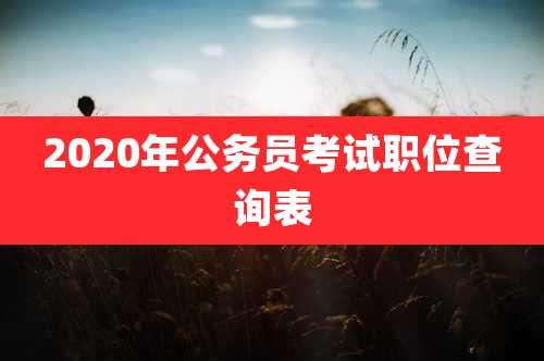 2020年公务员考试职位查询表
