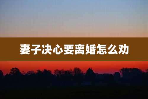 妻子决心要离婚怎么劝