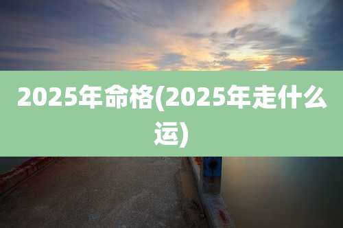 2025年命格(2025年走什么运)