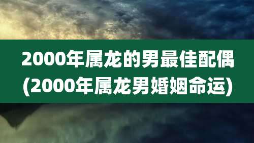2000年属龙的男最佳配偶(2000年属龙男婚姻命运)