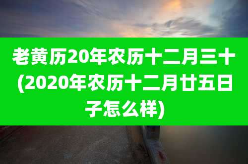 老黄历20年农历十二月三十(2020年农历十二月廿五日子怎么样)