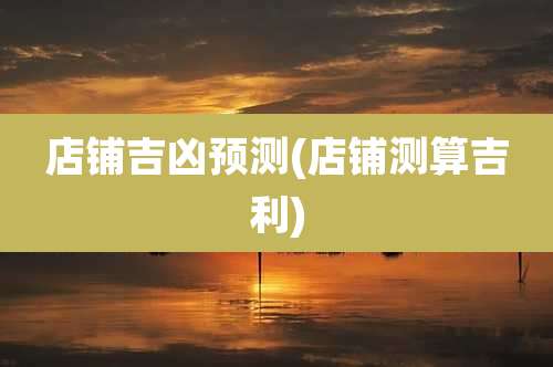 店铺吉凶预测(店铺测算吉利)