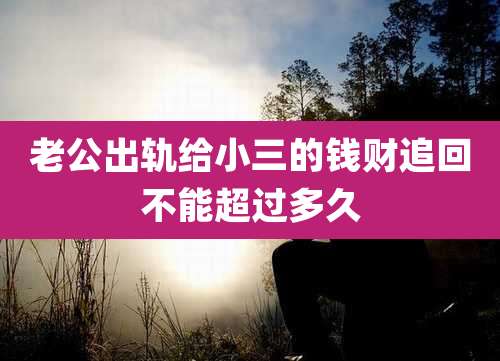 老公出轨给小三的钱财追回不能超过多久