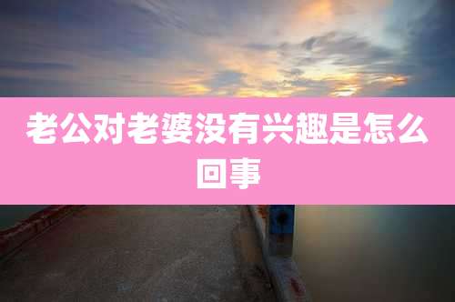 老公对老婆没有兴趣是怎么回事