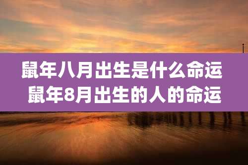 鼠年八月出生是什么命运 鼠年8月出生的人的命运