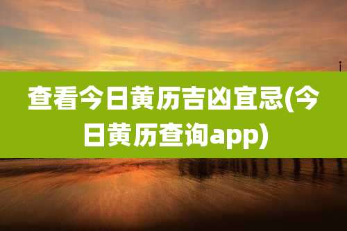 查看今日黄历吉凶宜忌(今日黄历查询app)