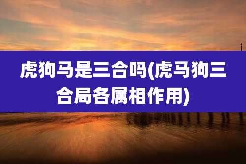 虎狗马是三合吗(虎马狗三合局各属相作用)