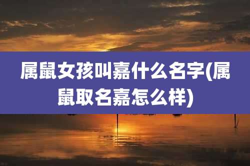 属鼠女孩叫嘉什么名字(属鼠取名嘉怎么样)