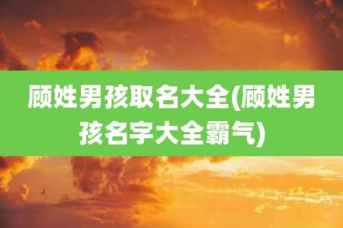 顾姓男孩取名大全(顾姓男孩名字大全霸气)