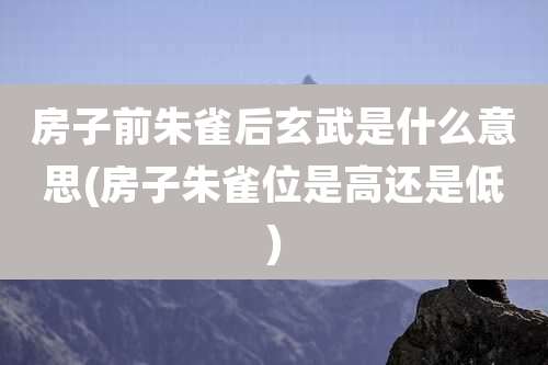 房子前朱雀后玄武是什么意思(房子朱雀位是高还是低)