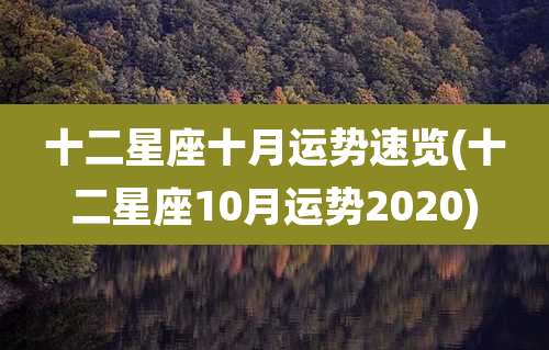 十二星座十月运势速览(十二星座10月运势2020)