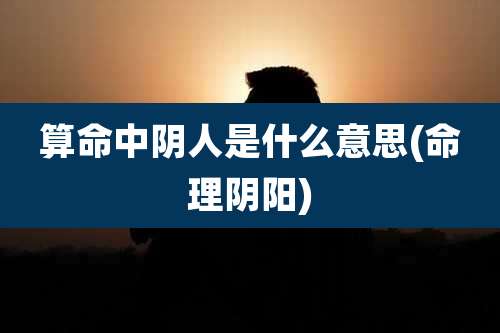 算命中阴人是什么意思(命理阴阳)