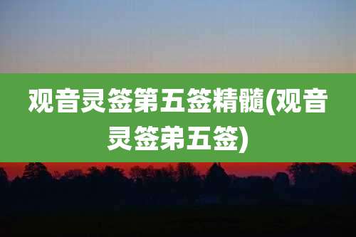 观音灵签第五签精髓(观音灵签弟五签)