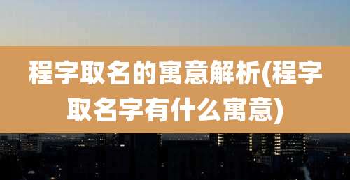 程字取名的寓意解析(程字取名字有什么寓意)