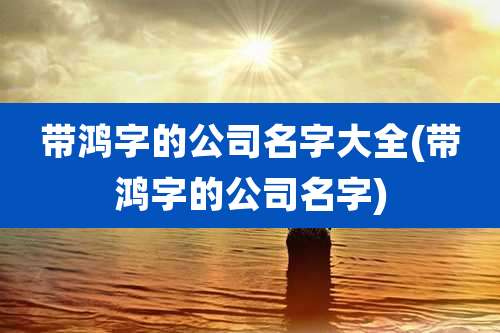 带鸿字的公司名字大全(带鸿字的公司名字)