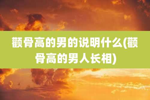颧骨高的男的说明什么(颧骨高的男人长相)