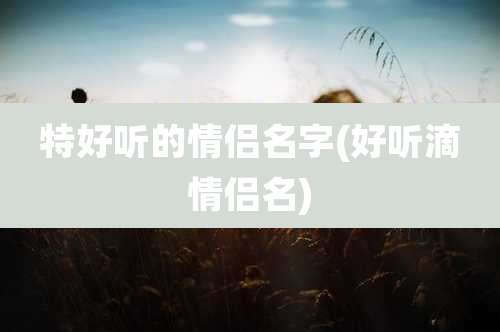 特好听的情侣名字(好听滴情侣名)