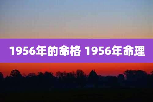 1956年的命格 1956年命理