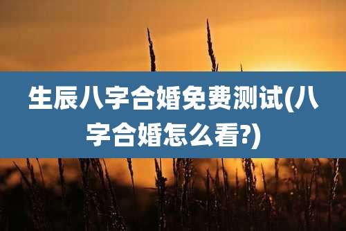 生辰八字合婚免费测试(八字合婚怎么看?)