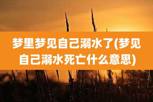 梦里梦见自己溺水了(梦见自己溺水死亡什么意思)