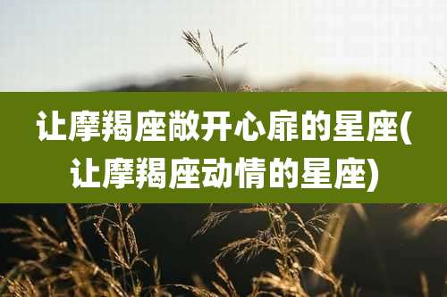 让摩羯座敞开心扉的星座(让摩羯座动情的星座)