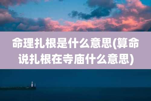 命理扎根是什么意思(算命说扎根在寺庙什么意思)