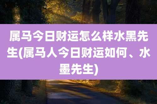 属马今日财运怎么样水黑先生(属马人今日财运如何、水墨先生)