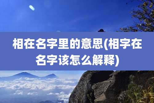 相在名字里的意思(相字在名字该怎么解释)