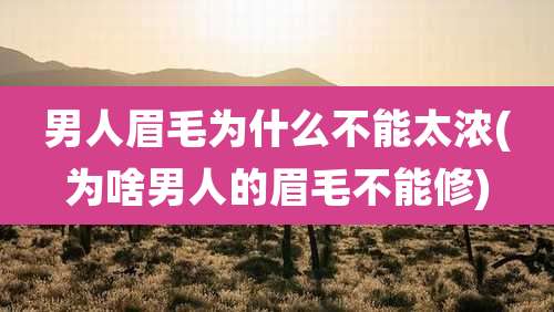 男人眉毛为什么不能太浓(为啥男人的眉毛不能修)