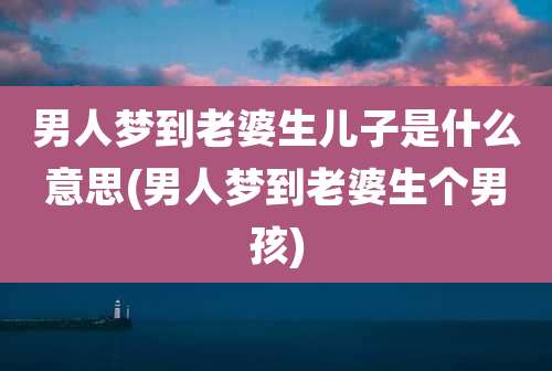 男人梦到老婆生儿子是什么意思(男人梦到老婆生个男孩)