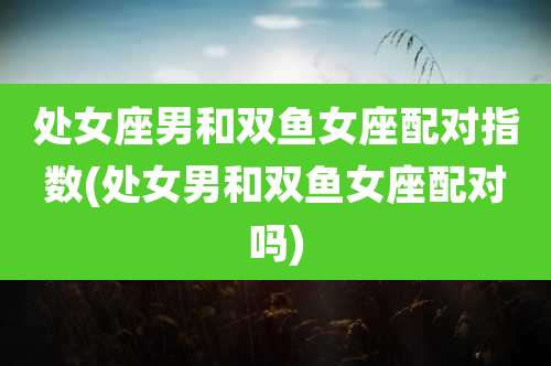 处女座男和双鱼女座配对指数(处女男和双鱼女座配对吗)