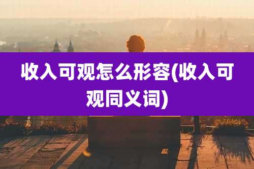 收入可观怎么形容(收入可观同义词)