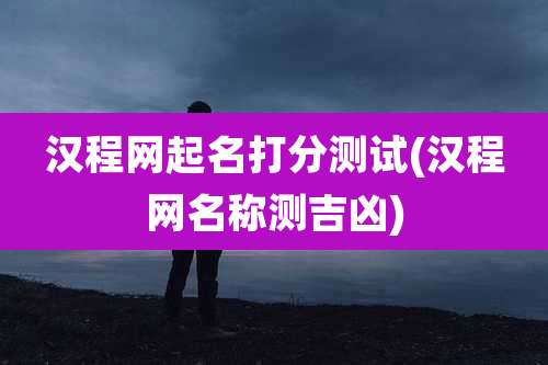 汉程网起名打分测试(汉程网名称测吉凶)