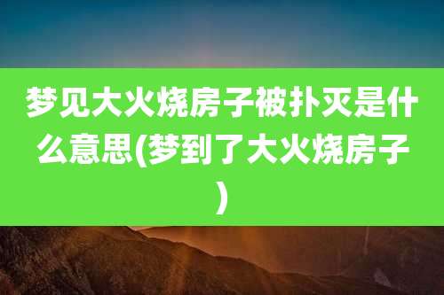 梦见大火烧房子被扑灭是什么意思(梦到了大火烧房子)