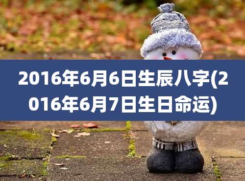 2016年6月6日生辰八字(2016年6月7日生日命运)