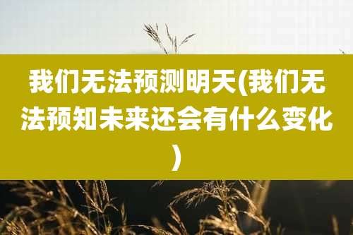 我们无法预测明天(我们无法预知未来还会有什么变化)