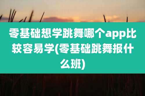 零基础想学跳舞哪个app比较容易学(零基础跳舞报什么班)