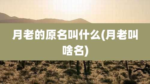 月老的原名叫什么(月老叫啥名)