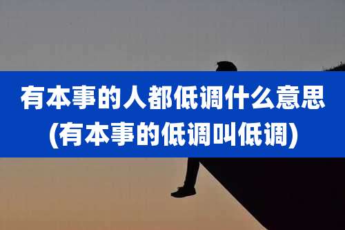 有本事的人都低调什么意思(有本事的低调叫低调)