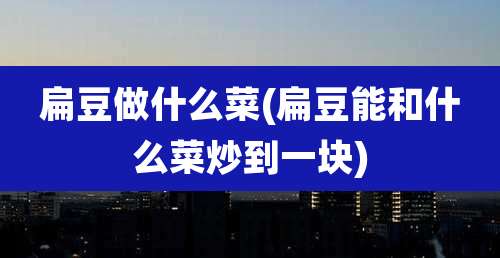 扁豆做什么菜(扁豆能和什么菜炒到一块)