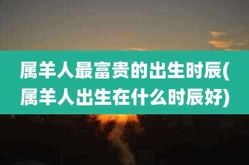属羊人最富贵的出生时辰(属羊人出生在什么时辰好)