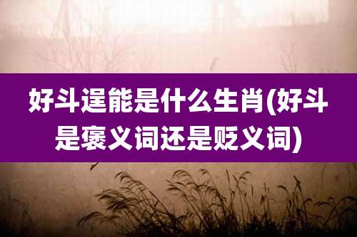 好斗逞能是什么生肖(好斗是褒义词还是贬义词)