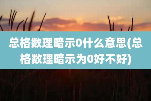 总格数理暗示0什么意思(总格数理暗示为0好不好)