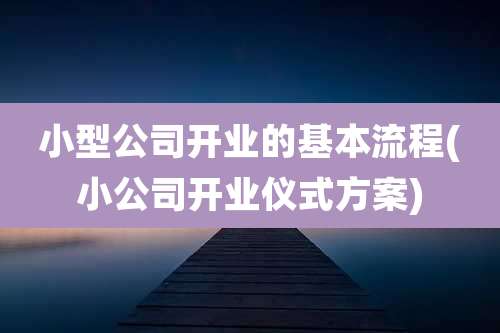 小型公司开业的基本流程(小公司开业仪式方案)