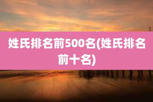 姓氏排名前500名(姓氏排名前十名)