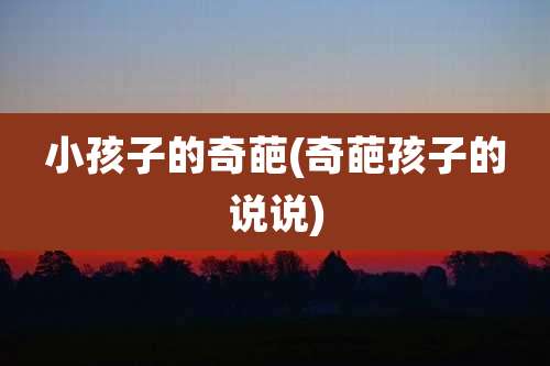 小孩子的奇葩(奇葩孩子的说说)