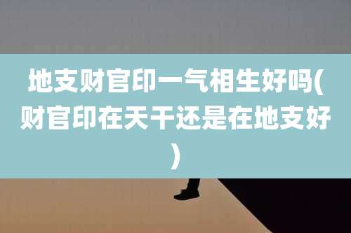 地支财官印一气相生好吗(财官印在天干还是在地支好)