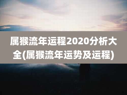 属猴流年运程2020分析大全(属猴流年运势及运程)